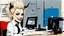 Placeholder: [in her dark office with a pervert smile, by Ralph Steadman] Name: Nancy Occupation: Mid-level Contract Demon at Infernal Affairs Inc. Features: Hair: blonde with a sauerkraut hairdo Skin: light Eyes: blue Build: athletic and curvy Extra Details: small horns