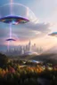 Placeholder: ufo rainbows, cité cristal très futuriste ultra moderne, ufos fleet, intergalactic, dômes de cristal