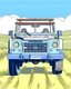 Placeholder: front Outline art, no shading, full land Rover defender on the road, cartoon style, thick lines, low details, --ar 9:11