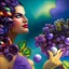 Placeholder: Hyperdetailed oil on canvas, gia carangi, detailed face, long hair, surrounded by luminous colorful sparkles, gypsy, grapes, blueberries, plums, sumac, pink bubbles, purple, by anne stokes, gaspar camps, maxfield parrish, alphonse mucha, cyril rolando, airbrush, depth of field, octane render, volumetric lighting; deep colors, symmetrical, cinematic, high coherence, golden ratio, rule of thirds, perfectly centered; anatomically correct faces, by james r. eads, ilon wikland art, vladyslav yerko