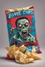 Placeholder: a chip bag with a zombie on it eating zombies chips