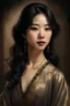 Placeholder: Portrait of a beautiful black haired woman in semi realism style, a historical princess wearing a beautiful dress, slim and fair, looks like Korean actress Jo Bo ah