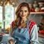 Placeholder: A hyper-realistic, A stunning woman in a vibrant kitchen, her eyes twinkling as she cooks., her apron billowing in the breeze. , full size ,Photo Real, HOF, full size, practicality,manufacturability,performance, (((realism, realistic, realphoto, photography, portrait, realistic, elegant, charming, , professional photographer, captured with professional DSLR camera, trending on Artstation, 64k, ultra detailed, ultra accurate detailed, bokeh lighting, surrealism, Thomas Kinkade backgroun