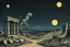 Placeholder: An surreal stunning image by Margaret Macdonald Mackintosh , El Kazovszkij, Abigail Penner, Quentin Blake creature from another world, landscape, ancient ruins, moons, lines, and objects, dreamlike, fantasy