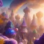 Placeholder: blue gold and violet landscape with multicolored crystals falling from the sky, full of details, smooth, bright sunshine，soft light atmosphere, light effect，colorful, concept art, smooth, extremely sharp detail, finely tuned detail, ultra high definition, 8 k, unreal engine 5, ultra sharp focus