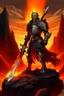 Placeholder: royal knight holding a greatsword in lava land