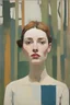 Placeholder: Euan Uglow oil painting wanderlast woman face fashion in a abstract jungle