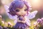 Placeholder: cute chibi purple fairy, flowers, in sunshine, ethereal, cinematic postprocessing, dof, bokeh
