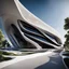 Placeholder: Fachada frontal de un museo estilo Zaha Hadid calidad ultra 12k