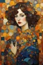 Placeholder: Woman 9n style of Gustav Klimt. Rich, lovely colors, cubism style