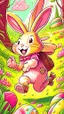 Placeholder: Easter bunny adventure, art, drawing, very illustrative, children book style, detailed, vibrant colors.