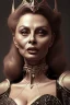 Placeholder: Sophia Loren as evil queen in black leather, cleavage, angry, stern look. character design by cory loftis, fenghua zhong, ryohei hase, ismail inceoglu and ruan jia. unreal engine 5, artistic lighting, highly detailed, photorealistic, fantasy