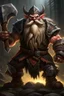 Placeholder: gnome warrior enraged fury berserker fantasy barbarian armored wild savage angry axes cleaver attack striking swinging chopping dual wielding two weapons mad consumed warcraft war