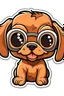 Placeholder: cute smiling brown puppy sticker with black goggles