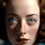 Placeholder: Young joan crawford, ethereal, blue eyes, with freckles, close up