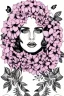 Placeholder: hyper detailed, black and white, thick line, coloring book illustration, lineart, stunningly beautiful woman in flowers