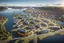 Placeholder: aerial view of future Sarpsborg town urban area in Norway after building and evolving into the year 2100 :: 8K, 3D, Octane Render, VRay, Unreal Engine 5, Hyperdetailed, intricate, HDR, extremely realistic evolution of future architecture, photorealism, colourful, blue sky over a clean environment, award winning, crisp quality, masterpiece, fantastic view, digital art, airbrush art, ink drawing, sharp focus, high contrast, depth of field