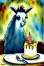 Placeholder: A cute llama is having a birthday cake. Watercolour