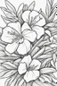 Placeholder: flowers coloring page for kids, oleander, cartoon style, thick outline, low details, no shading, no color