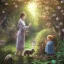 Placeholder: Grandmother with grandson in nature sun