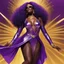 Placeholder: [Boney M in action] In the center, a woman dances; her violet hair flows over dark skin like amethysts. Sensual and powerful, she captivates with each graceful movement. Clad in a shimmering golden swimsuit, she embodies disco beauty.