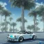 Placeholder: 1980's aesthetic vaporwave palm trees and spheres and Porsche