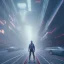 Placeholder: double exposure of a futuristic cyberpunk in an alien city by alessio albi --v 4