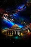 Placeholder: The Colosseum, in Roma City buildings at night in Abstract Fluid, Galaxy nebula