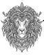 Placeholder: lion tattoo idea, line art, background, vector, svg, coloring book page style, black outline on white background, leave plenty of white space beetween lines for coloring, minimalist