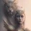 Placeholder: sango fantasy, fantasy magic, intricate, sharp focus, illustration, highly detailed, digital painting, concept art, matte, masterpiece head sexy Asian beauty white hair space lady silver tiger head Egyptian princess pyramid