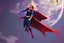 Placeholder: Supergirl, flying in the orbit of Earth, carrying a big load of dollars.