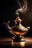 Placeholder: cinematic photo of a stunning Aladdin magic lamp with smoke out of it