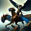 Placeholder: Epic massive Drawing Gryphon and Rider Flying estilo Caravaggio 4k