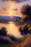 Placeholder: Spanish landscape oil painting, detailed Claude Monet, detailed, sunet