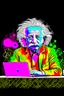 Placeholder: albert einstein in with laptop vivid colors