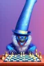 Placeholder: blue spider wearing a top hat and playing chess, neo-impressionism, trending on artstation, jungle setting, pastel colors,