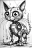Placeholder: Drawin robot cat Black and white butiful