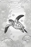 Placeholder: STRESS RELIEF themed coloring page for adult, A serene underwater world with gliding sea turtles and coral, cartoon style, thick outline, low details, no shading, no color