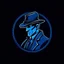 Placeholder: A stylish gaming logo for a detective simulation game, dark blue background