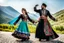 Placeholder: a couple man and woman in Azerbaijan costume ,dancing Azerbaijan folk dance togather