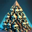 Placeholder: Cartoon of skulls stacked in a pyramid shape 4k