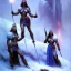 Placeholder: art by frank frazetta, stunning female winter warriors, ice queens, nip