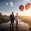 Placeholder: couple, balloons in the air, closed eyes, rtx, reflection, 8k, glow, winning photography, caustics