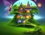 Placeholder: mystical house on a hot tropical island, fantasy art, surreal art, beautiful little fairies sitting on the trees,