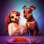 Placeholder: the lady and the tramp eating spaghetti, cinematic, epic glowing galaxy background, deep depth of field, 3D, constellation map, 16k resolution photorealistic, bokeh, a masterpiece by Alberto Seveso, breathtaking intricate details, realistic and lifelike cgi diorama, dramatic natural lighting, reflective catchlights, high quality CGI VFX fine art