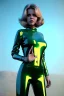 Placeholder: Ultra Realistic retro sci-fi portrait image from 1960, New York, spaceship, sweet young Jane Fonda, tight latex suit, weapon, fighting stance, soft color, highly detailed, unreal engine 5, ray tracing, RTX, lumen lighting, ultra detail, volumetric lighting, 3d, finely drawn, high definition, high resolution.