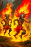 Placeholder: czar messengers running from a fire spirit