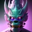 Placeholder: oni purple villain in galaxy, teal and purple smoke, detailed, realistic, 4k