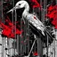 Placeholder: nightmare stork collage art, horror neo surrealism, splash art, concept art, by Derek Gores, by Zdzislaw Beksinski, artistic, bar code style, red color pop