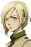 Placeholder: Draw a character from attack on titan, a woman in her early thirties with short dark blonde hair and green eyes